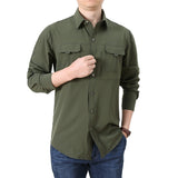 Men's Habit Shirts Spring Long Sleeve Shirt Men's Solid Color Short Sleeve Casual Men's