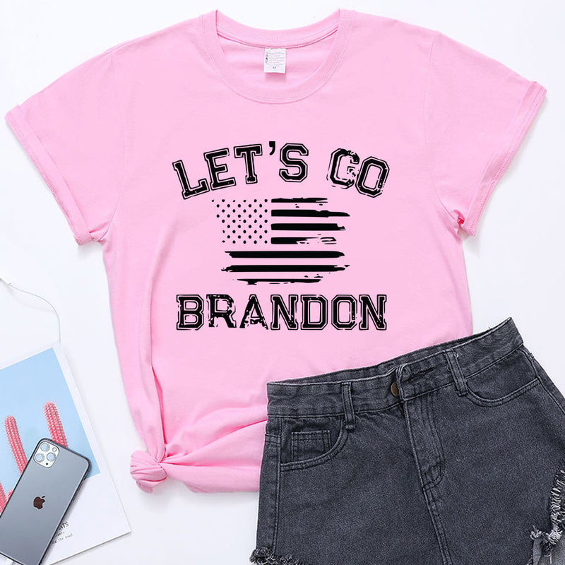 Let's Go Brandon T Shirt Letter Print Short-Sleeve T-shirt for Women