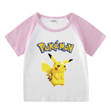Children Pokemon Pikachu T Shirt Summer Clothing Short Sleeve T-shirt Cotton Leisure Sports