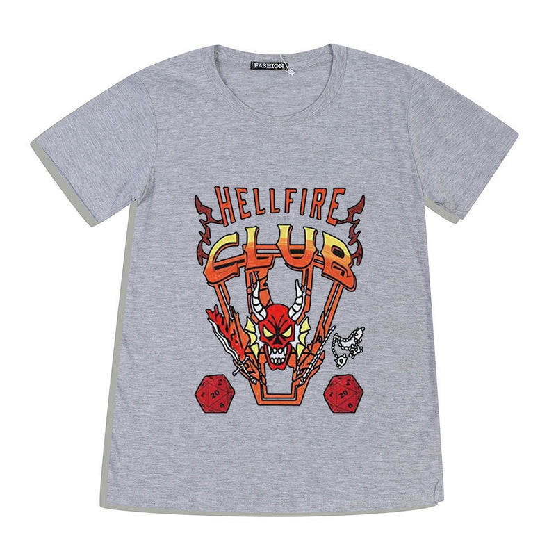 Hellfire Club Shirt Stranger Things Printed Cotton Short Sleeve T-shirt