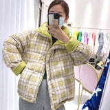 Women Winter Coats Puffer Jacket Down Coat Winter Plaid Stand-up Collar Down Jacket Female Thick White Duck Down
