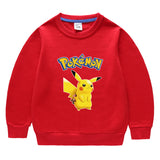 Children Pokemon Pikachu Hoodie Spring and Autumn Solid Color round Neck Sweater