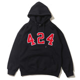 424 Hoodie Hip Hop 424 Embroidered Kanye Loose Hooded Sweater Fog Fleece Lined