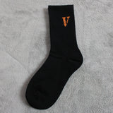 V Lone Socks Socks Men's Middle Tube Socks Cotton Women Long Socks