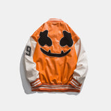 Orange Varsity Jacket Spring and Autumn Embroidered Leather Jacket Youth Men's Clothing Sports Baseball Clothing Jacket