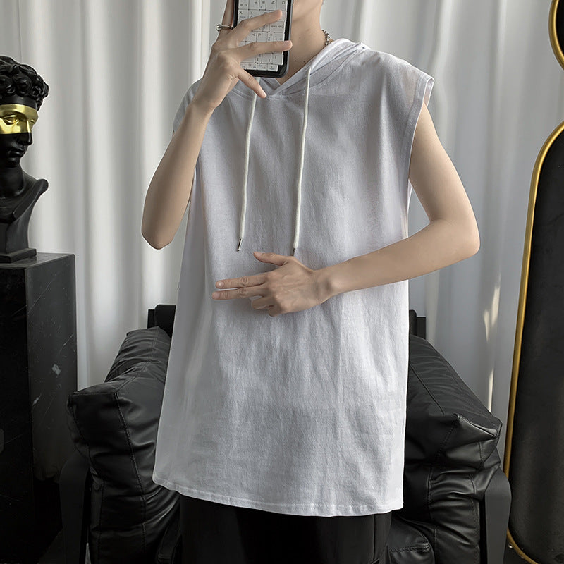 Men Sweatshirts Sleeveless T-shirt Men's Loose Short Sleeve