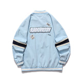 Baby Blue Varsity Jacket Fall Jacket Men's Embroidery Contrast Color Stitching Baseball Uniform Loose
