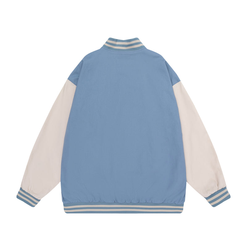 Blue Varsity Jacket Baseball Uniform Coat Short Men and Women Couple Spring and Autumn Jacket Vibe Style