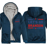 Let's Go Brandon Hoodie English Letters Fashion Velvet Padded Thick Hooded Zipper Top