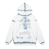 Mens Fall Outfits Sweater Men's Graffiti Hooded Loose Oversize Couple Vintage