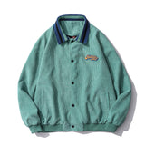 Corduroy Varsity Jacket Corduroy Jacket Men's and Women's Spring and Autumn Retro Loose Printed Stitching Baseball Uniform Jacket