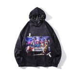 Mens Fall Outfits Hooded Sweater Men's and Women's High Street Vintage Printed Sports Hoodie Coat