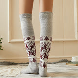 Winter Chunky Cable Thick Knit Thigh High Socks Long Stockings Boot Autumn Winter Retro Jacquard Knitting Long Stockings Warm-Keeping Socks