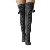 Winter Thick Knit Thigh High Socks Long Stockings Boot Autumn Eight-Character Thickened Double Ball Lengthened Knitted Woolen Yarn Socks