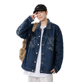 Denim Jacket Men's Autumn and Winter Jacquard Loose Student Top All-Matching Jacket