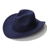 Cowgirl Hats Autumn and Winter Black Woolen Jazz Top Hat Male Ladies' National Style Felt Cap Broad-Brimmed Hat
