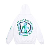 Mens Fall Outfits Hooded Long Sleeve Sweater Men's and Women's Pullover Cartoon Foam Printed Loose Top