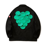 Beige Varsity Jacket Letter Print Patch Decoration Jacket Top Men Loose Lapels Casual Cargo Pants