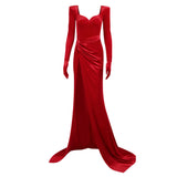 Winter Formal Dresses Slim-Fit High Waist Gloves Dress