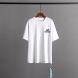 Off Whtie T Shirts Hand Print Male And Female Trendy Brand Short Sleeve