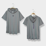 Sweat Wicking Shirt Hooded T-shirt Summer Ice Silk Short Sleeve Men's Casual