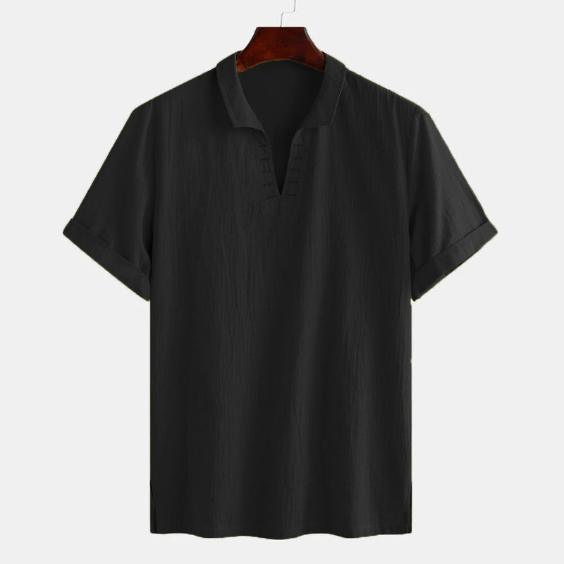 Men Hawaii Shirts Men's Simplicity Solid Color Short Sleeve Shirt Male Loose