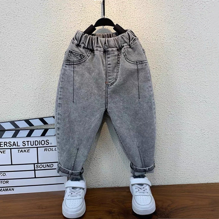 Toddler Boys Pants Boys' Spring and Autumn Clothing Handsome Jeans