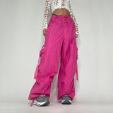 Julia Fox Low Rise Trousers Overalls Hip Hop Wide Leg