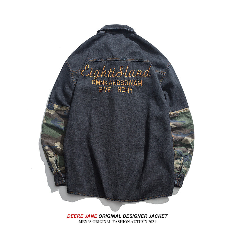Men Jacket Spring Stitching Denim Jacket Men Casual Loose Jacket