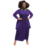 Nina Parker plus Size Dresses round Neck Long Sleeve Hem plus Size Dress