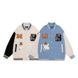 Blue Varsity Jacket Baseball Uniform Coat Short Men and Women Couple Spring and Autumn Jacket Vibe Style