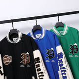 Baby Blue Varsity Jacket Retro Street Hip Hop Jacket Men Baggy Coat