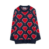 Mens Fall Outfits High Street Striped Couple Knitwear Sweater Simple Retro Crew Neck