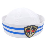 Sailor Hat Dome White Curling Sailor Navy Hat Boat Anchor Logo Embroidered Captain Hat