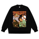 Cactus Jack McDonalds Shirt Hip Hop Character Print Loose round Neck Sweater