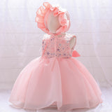 Summer Rompers Sequins Puffy Gauze Princess Dress with Hat