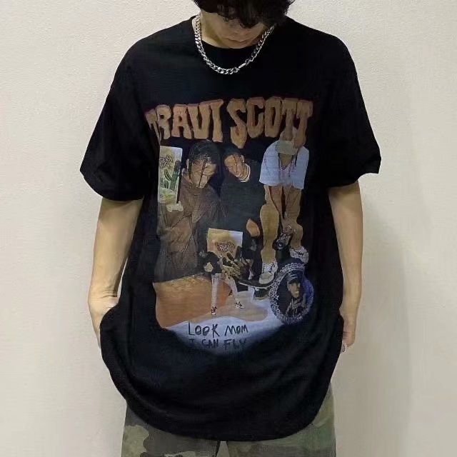 Oversized 90S T Shirt Hiphop Short-Sleeved T-shirt Men's and Women's Retro Top