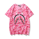 Wgm Shirt Bape Shark Head Men And Women Digital Printing Casual Sports Short Sleeve