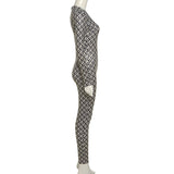 Summer Sexy Fashion Printed Long Sleeve Slim Casual Sports One-Piece Trousers For Women