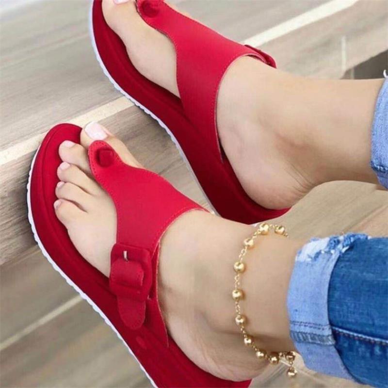 Women Open Toe Sandals Flats Summer Flat Heel Beach Low-Top Slippers