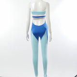 Spring Sexy Contrast Color Lace-up Backless Slim Fit One-Piece Trousers