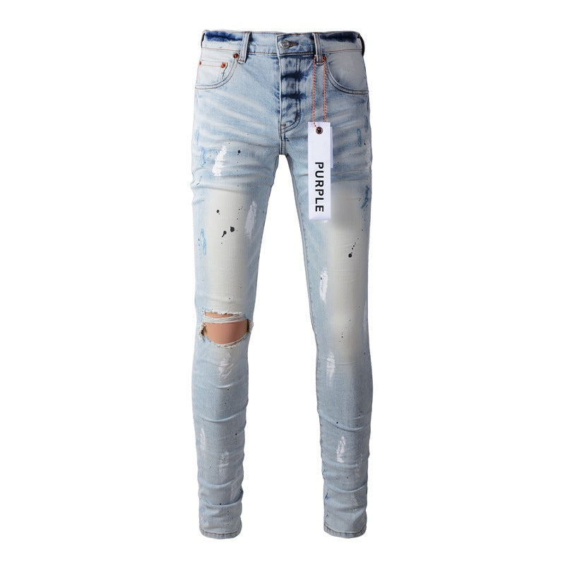 Purple Brand Jeans Blue with Holes Worn Jeans