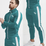 Men Tracksuit Sports Casual Solid Color Suit Outdoor Workout Zipper