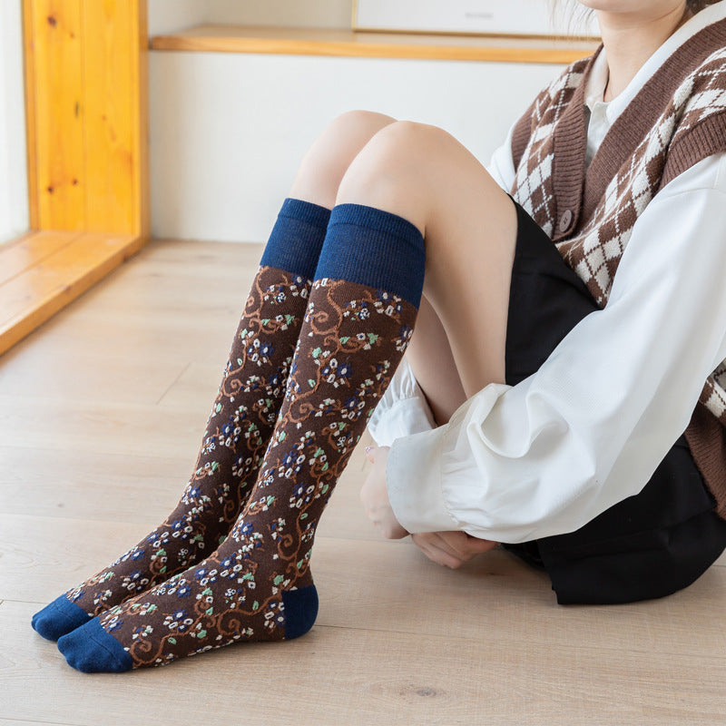 Winter Thick Knit Thigh High Socks Long Stockings Boot Calf Socks JK Cotton Socks Autumn and Winter