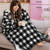 Hoodies Blankets Autumn and Winter Solid Color Plaid Lazy Blanket Hooded Multi-Pocket Casual