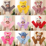 My Melody Hat Cartoon Autumn and Winter Hooded Scarf Gloves Female Cute Melody Fashionable Warm Scarf and Hat One  Kulomi