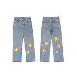 Mens Fall Outfits Loose Printed Wide-Leg Pants Autumn Drape