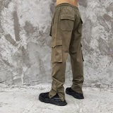 Man Fall Outfits Cargo Pants Loose Straight Breasted Functional Workwear Trousers Multi-Pocket Slacks Men and Women