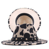 Top Hat Cows Pattern Woolen Hat Female Fedora Fedora Hat Outdoor Travel Hat