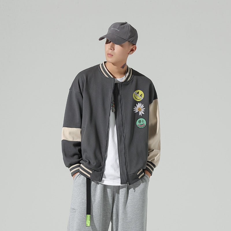 Blue Varsity Jacket Spring and Autumn Coat Youth Student Jacket Men's Autumn Wear Baseball Uniform
